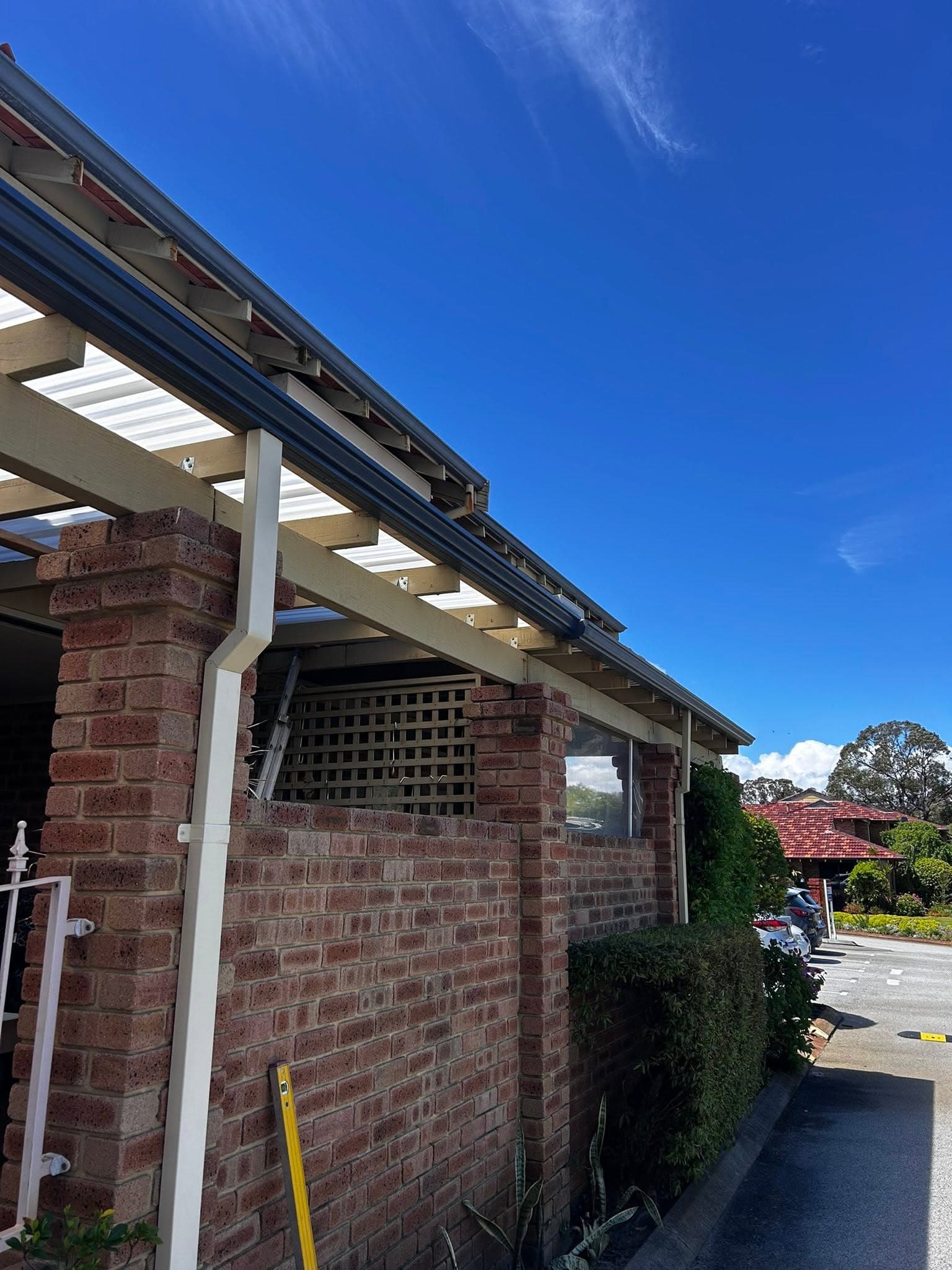 New guttering fitted along a patio roofline